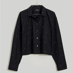Madewell Poplin Embellished Cropped Button-Up Shirt - Size XXL - NWT